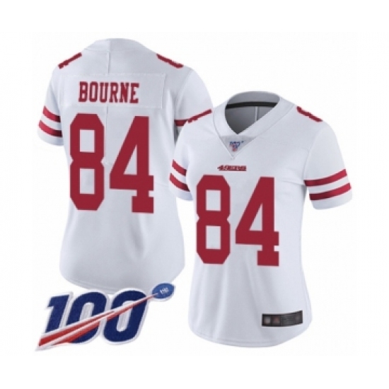 Women's San Francisco 49ers #84 Kendrick Bourne White Vapor Untouchable Limited Player 100th Season Football Jersey - Ujersey