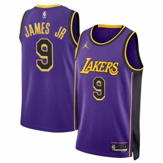 Men's Los Angeles Lakers #9 Bronny James Jr. Purple 2024 Draft Statement Edition Stitched Basketball Jersey - Ujersey