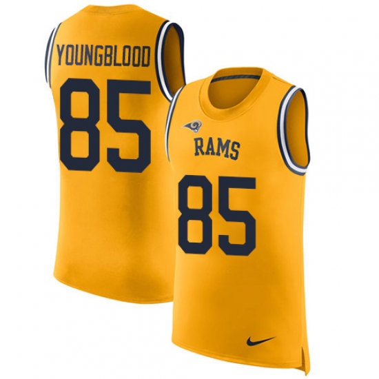 Men's Nike Los Angeles Rams #85 Jack Youngblood Limited Gold Rush Player Name & Number Tank Top NFL Jersey - Ujersey