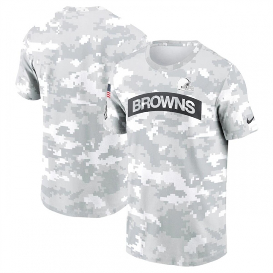 Men's Cleveland Browns 2024 Arctic Camo Salute To Service Performance T-Shirt - Ujersey