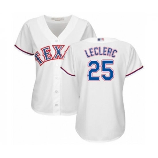 Women's Texas Rangers #25 Jose Leclerc Authentic White Home Cool Base Baseball Player Jersey - Ujersey