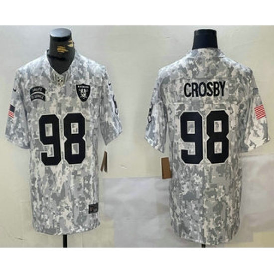 Men's Las Vegas Raiders #98 Maxx Crosby 2024 FUSE Arctic Camo Salute to Service Limited Stitched Jersey - Ujersey