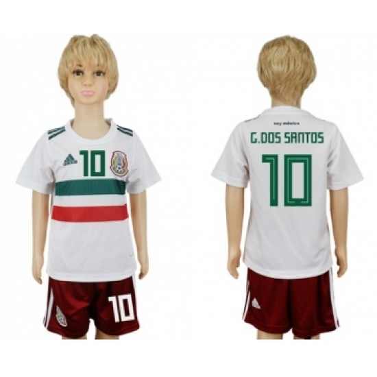 Mexico #10 G.Dos Santos Away Kid Soccer Country Jersey