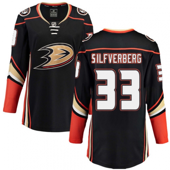Women's Anaheim Ducks #33 Jakob Silfverberg Fanatics Branded Black Home Breakaway NHL Jersey - Ujersey