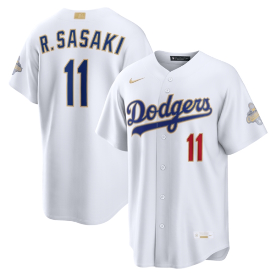 Men's Los Angeles Dodgers #11 Roki Sasaki Nike White 2026 Gold Collection Stadium Jersey - Ujersey