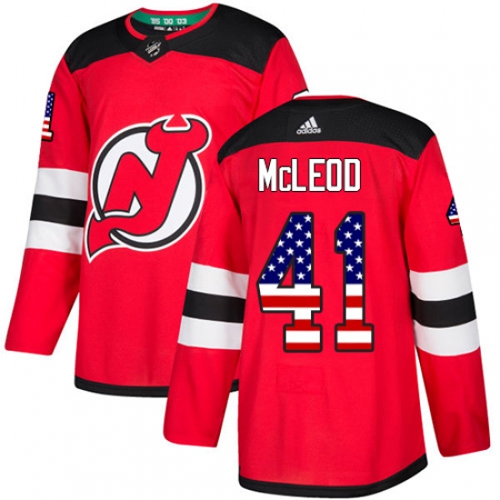 Men's Adidas New Jersey Devils #41 Michael McLeod Authentic Red USA Flag Fashion NHL Jersey - Ujersey