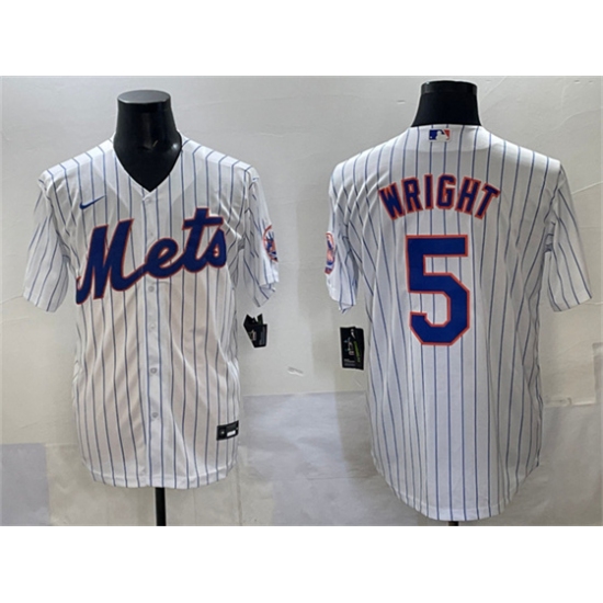 Men's New York Mets #5 David Wright White Stitched Baseball Jersey