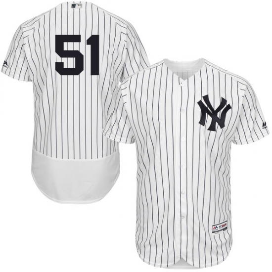 Men's Majestic New York Yankees #51 Bernie Williams White Home Flex Base Authentic Collection MLB Jersey - Ujersey
