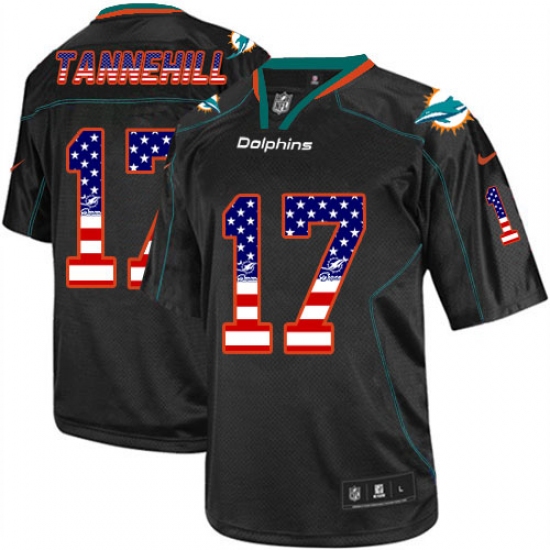 Men's Nike Miami Dolphins #17 Ryan Tannehill Elite Black USA Flag Fashion NFL Jersey - Ujersey