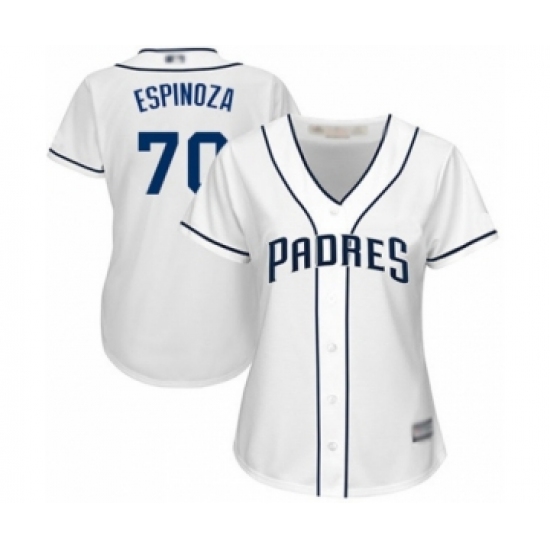 Women's San Diego Padres #70 Anderson Espinoza Authentic White Home Cool Base Baseball Player Jersey - Ujersey
