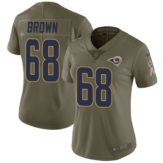 Women's Nike Los Angeles Rams #68 Jamon Brown Limited Olive 2017 Salute to Service NFL Jersey - Ujersey