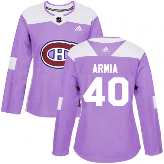 Women's Adidas Montreal Canadiens #40 Joel Armia Authentic Purple Fights Cancer Practice NHL Jersey - Ujersey