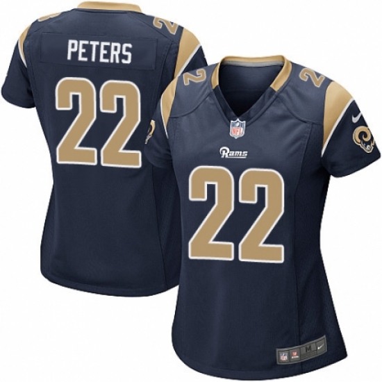 Women's Nike Los Angeles Rams #22 Marcus Peters Game Navy Blue Team Color NFL Jersey - Ujersey