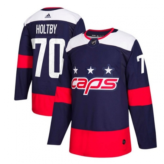 Men's Adidas Washington Capitals #70 Braden Holtby Authentic Navy Blue 2018 Stadium Series NHL Jersey - Ujersey