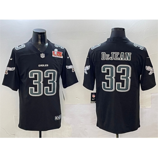 Men's Philadelphia Eagles #33 Cooper DeJean Black 2025 Super Bowl LIX Fashion New Vapor Untouchable Limited Stitched Football Jersey