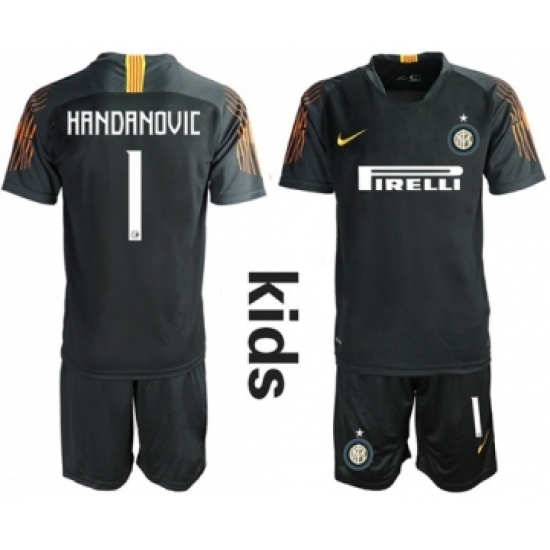 Inter Milan #1 Handanovic Black Goalkeeper Kid Soccer Club Jersey