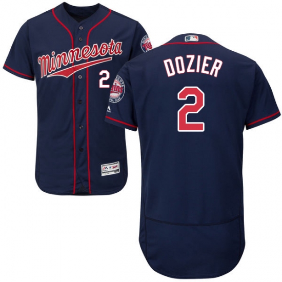 Men's Majestic Minnesota Twins #2 Brian Dozier Authentic Navy Blue Alternate Flex Base Authentic Collection MLB Jersey - Ujersey