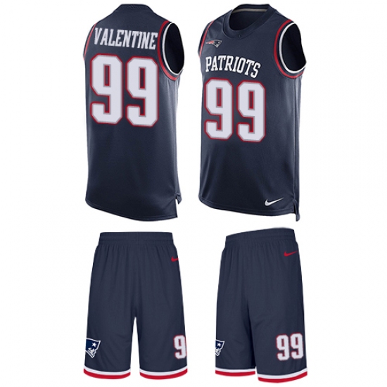 Men's Nike New England Patriots #99 Vincent Valentine Limited Navy Blue Tank Top Suit NFL Jersey - Ujersey