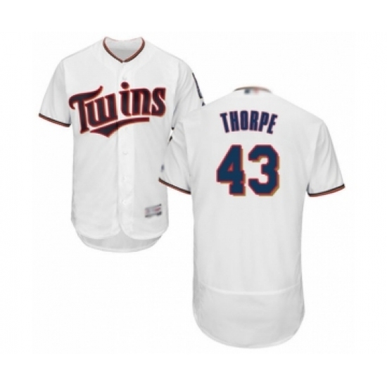 Men's Minnesota Twins #43 Lewis Thorpe White Home Flex Base Authentic Collection Baseball Player Jersey