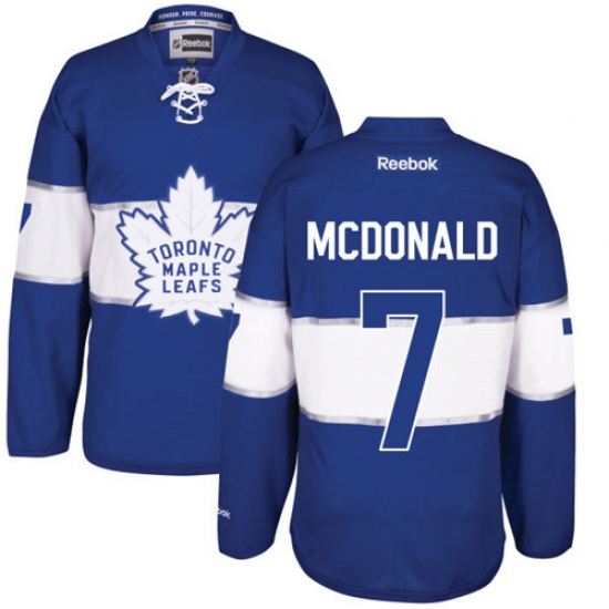 Men's Reebok Toronto Maple Leafs #7 Lanny McDonald Authentic Royal Blue 2017 Centennial Classic NHL Jersey - Ujersey
