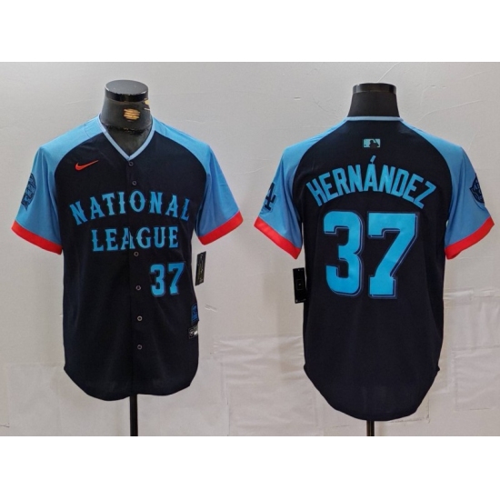 Men's Los Angeles Dodgers #37 Teoscar Hernandez Number Navy 2024 All Star Limited Stitched Jersey - Ujersey
