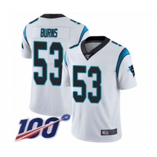 Men's Carolina Panthers #53 Brian Burns White Vapor Untouchable Limited Player 100th Season Football Jersey - Ujersey