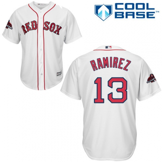 Youth Majestic Boston Red Sox #13 Hanley Ramirez Authentic White Home Cool Base 2018 World Series Champions MLB Jersey - Ujersey