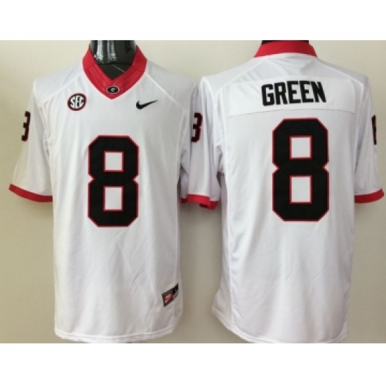 Georgia Bulldogs 8 A.J. Green White College Football Jersey