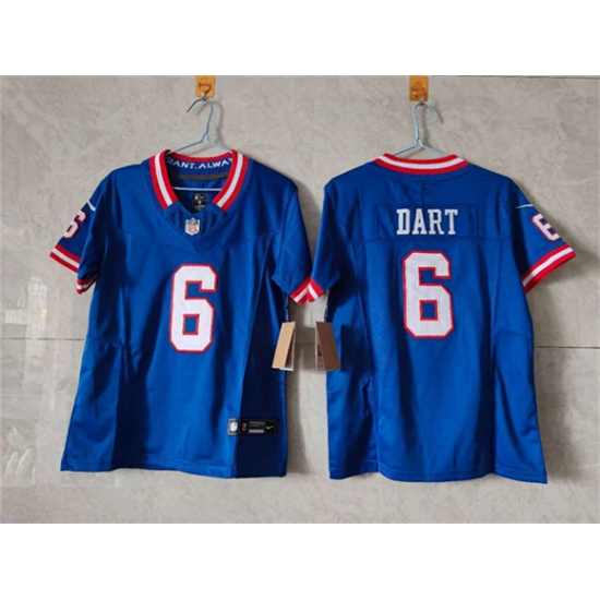 Women's New York Giants #6 Jaxson Dart Blue F.U.S.E. Throwback Limited Stitched Jersey(Run Small) - Ujersey