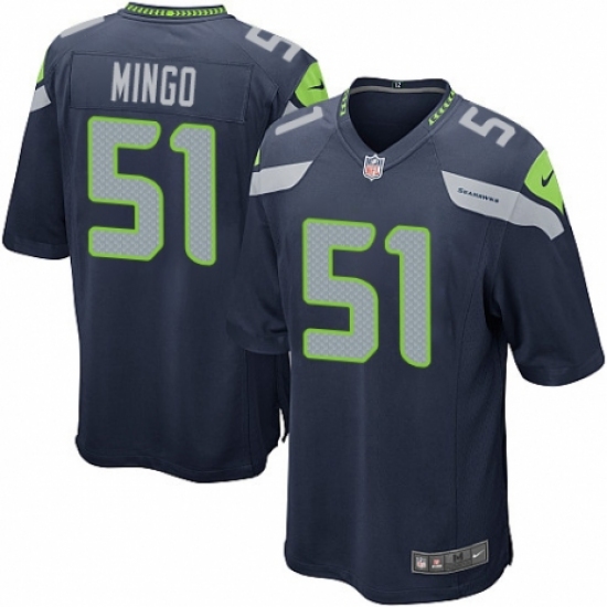 Men's Nike Seattle Seahawks #51 Barkevious Mingo Game Navy Blue Team Color NFL Jersey - Ujersey