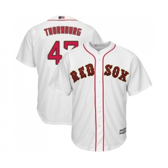 Youth Boston Red Sox #47 Tyler Thornburg Authentic White 2019 Gold Program Cool Base Baseball Jersey