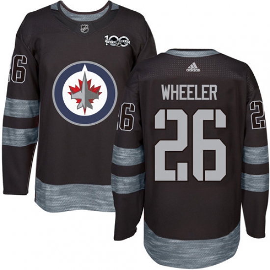 Men's Adidas Winnipeg Jets #26 Blake Wheeler Authentic Black 1917-2017 100th Anniversary NHL Jersey - Ujersey
