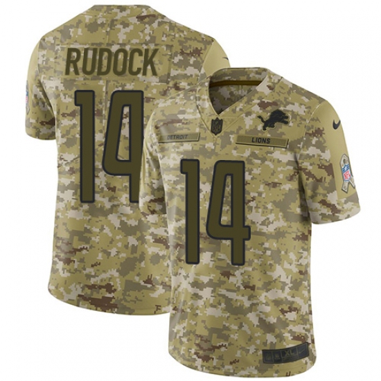 Men's Nike Detroit Lions #14 Jake Rudock Limited Camo 2018 Salute to Service NFL Jersey - Ujersey