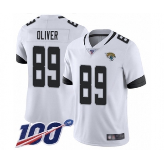 Men's Jacksonville Jaguars #89 Josh Oliver White Vapor Untouchable Limited Player 100th Season Football Jersey - Ujersey