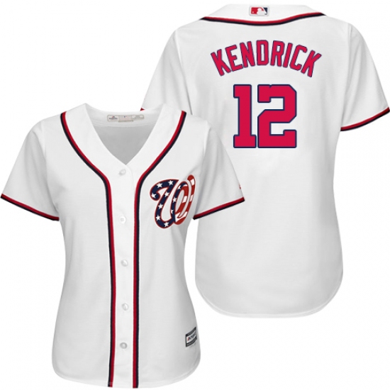 Women's Majestic Washington Nationals #12 Howie Kendrick Authentic White Home Cool Base MLB Jersey - Ujersey