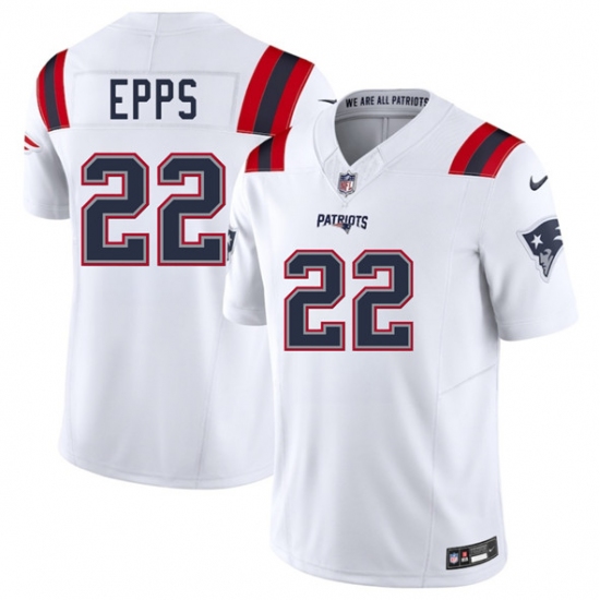 Men's New England Patriots #22 Marcus Epps White 2025 F.U.S.E. Vapor Limited Football Stitched Jersey - Ujersey