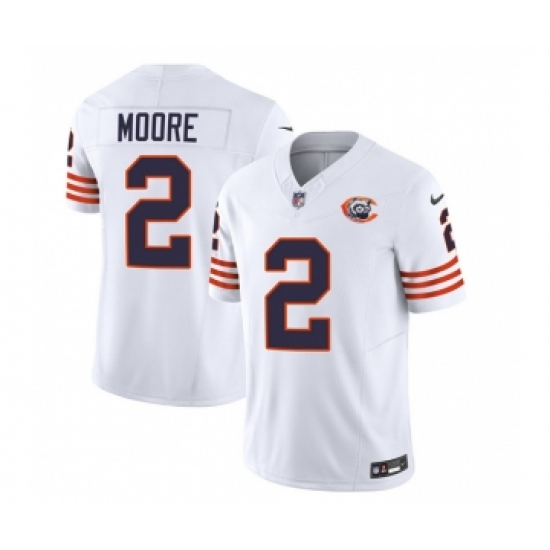 Men's Chicago Bears #2 DJ Moore White 2023 F.U.S.E. Throwback Limited Football Stitched Game Jersey - Ujersey