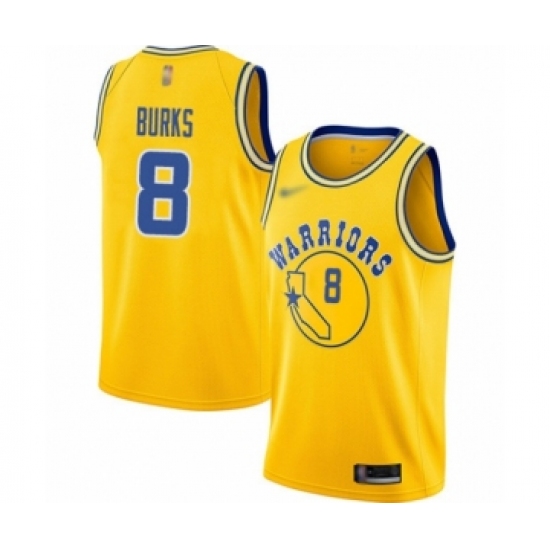 Women's Golden State Warriors #8 Alec Burks Swingman Gold Hardwood Classics Basketball Jersey - Ujersey