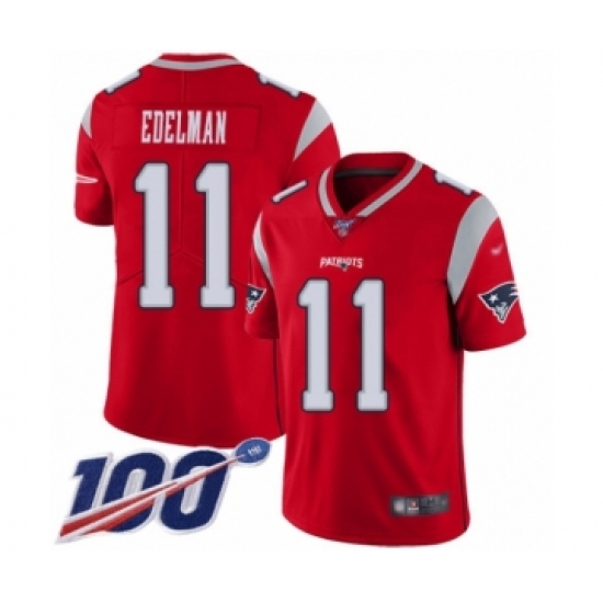 Youth New England Patriots #11 Julian Edelman Limited Red Inverted Legend 100th Season Football Jersey - Ujersey