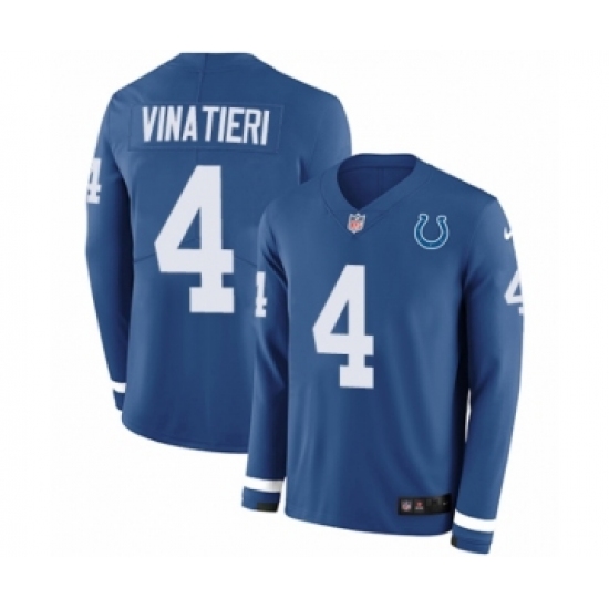 Youth Nike Indianapolis Colts #4 Adam Vinatieri Limited Blue Therma Long Sleeve NFL Jersey - Ujersey