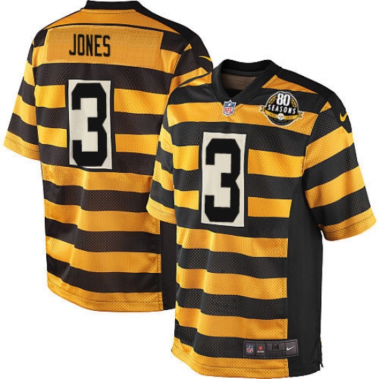 Men's Nike Pittsburgh Steelers #3 Landry Jones Game Yellow/Black Alternate 80TH Anniversary Throwback NFL Jersey - Ujersey