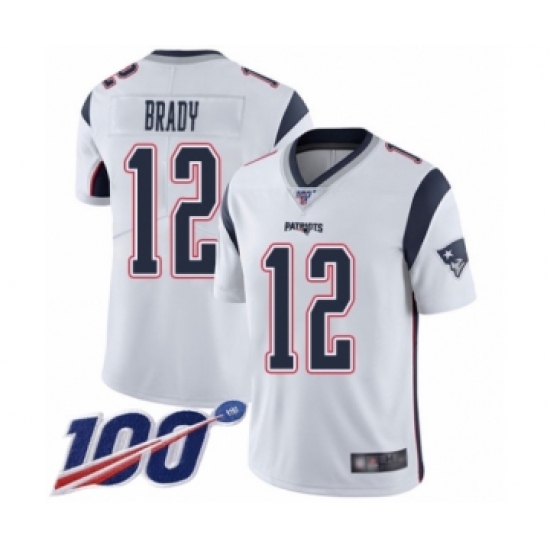 Men's New England Patriots #12 Tom Brady White Vapor Untouchable Limited Player 100th Season Football Jersey - Ujersey