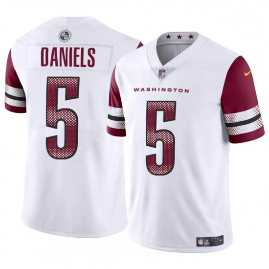 Men's Washington Commanders #5 Jayden Daniels White 2024 Draft Vapor Limited Football Stitched Jersey - Ujersey