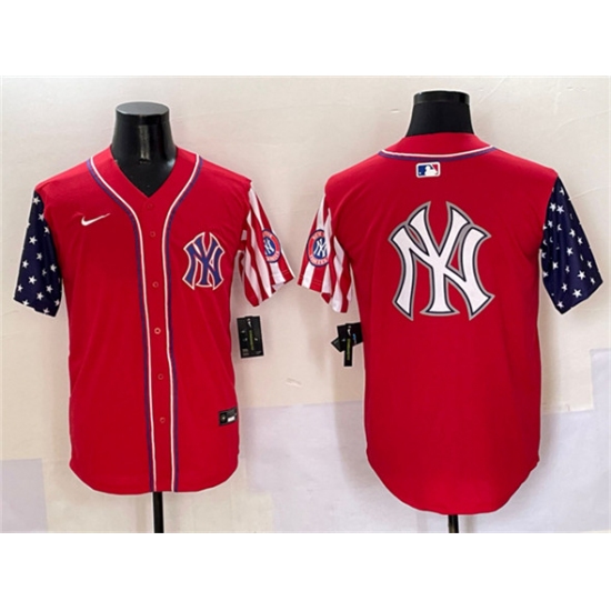 Men's New York Yankees Team Big Logo Red American Style Limited Stitched Baseball Jersey - Ujersey