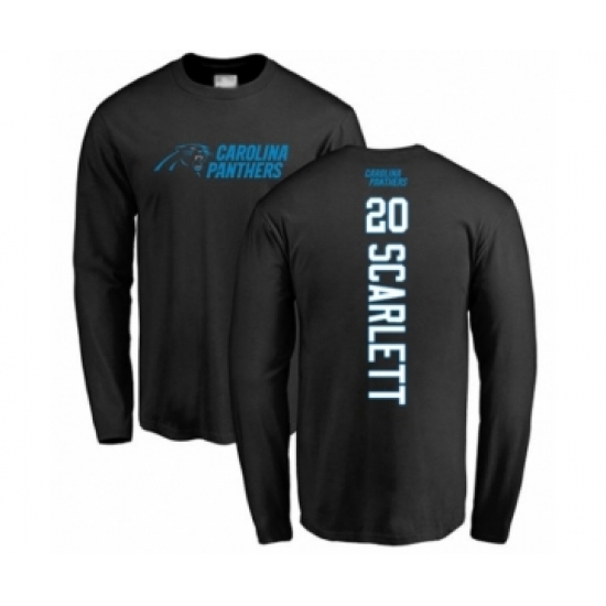 Football Carolina Panthers #20 Jordan Scarlett Black Backer Long Sleeve T-Shirt - Ujersey