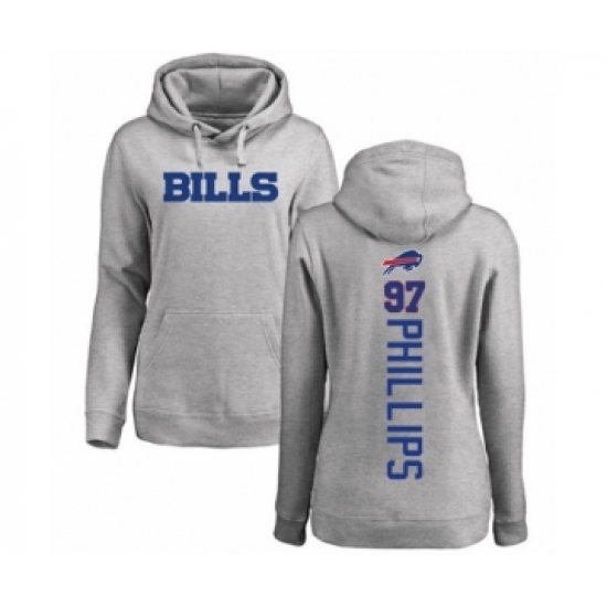 Football Women's Buffalo Bills #97 Jordan Phillips Ash Backer Pullover Hoodie - Ujersey