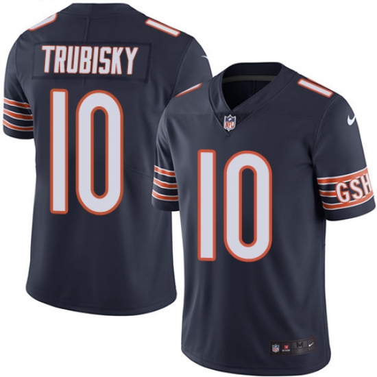 Men's Nike Chicago Bears #10 Mitchell Trubisky Navy Blue Team Color Vapor Untouchable Limited Player NFL Jersey - Ujersey