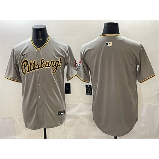 Men's Pittsburgh Pirates Blank Gray Limited Stitched Baseball Jersey