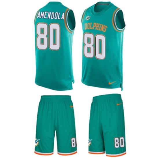 Men's Nike Miami Dolphins #80 Danny Amendola Limited Aqua Green Tank Top Suit NFL Jersey - Ujersey