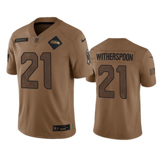 Men's Seattle Seahawks #21 Devon Witherspoon 2023 Brown Salute To Service Limited Football Stitched Jersey - Ujersey